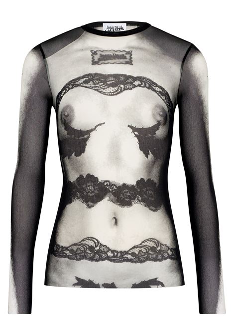 top body lace mariniere donna nero in poliammide  JEAN PAUL GAULTIER | 24/31-F-TO228-T564-000201